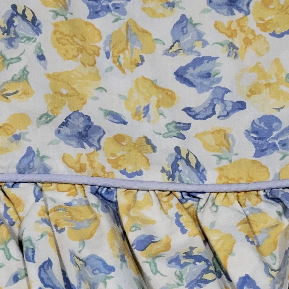 Laura Ashley Charlotte confetti yellow blue ruffled border pillow sham standard - Picture 5 of 12